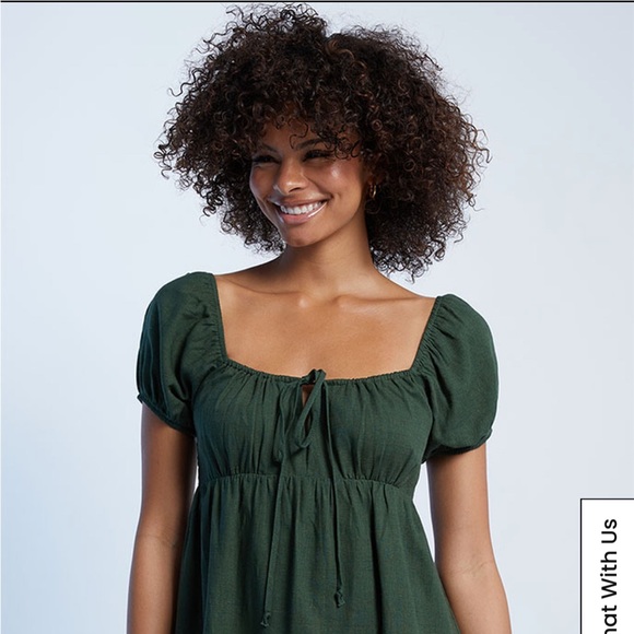 Women’s tie front linen mini dress - Picture 3 of 10